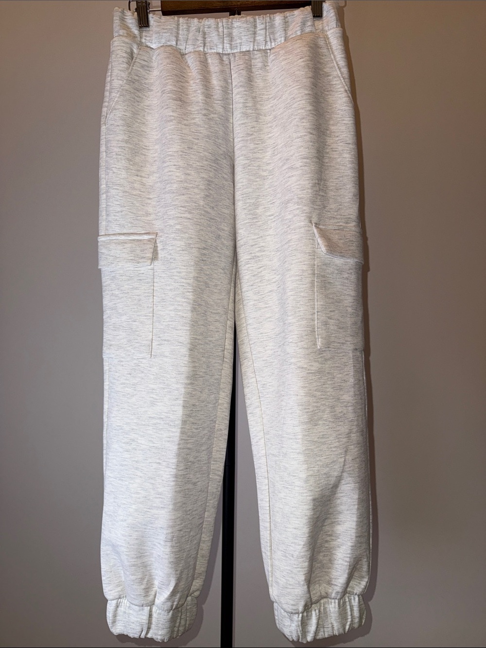 Express High-Waisted Cargo Jogger Sweatpants Light Gray Heather Tri-Blend | XS